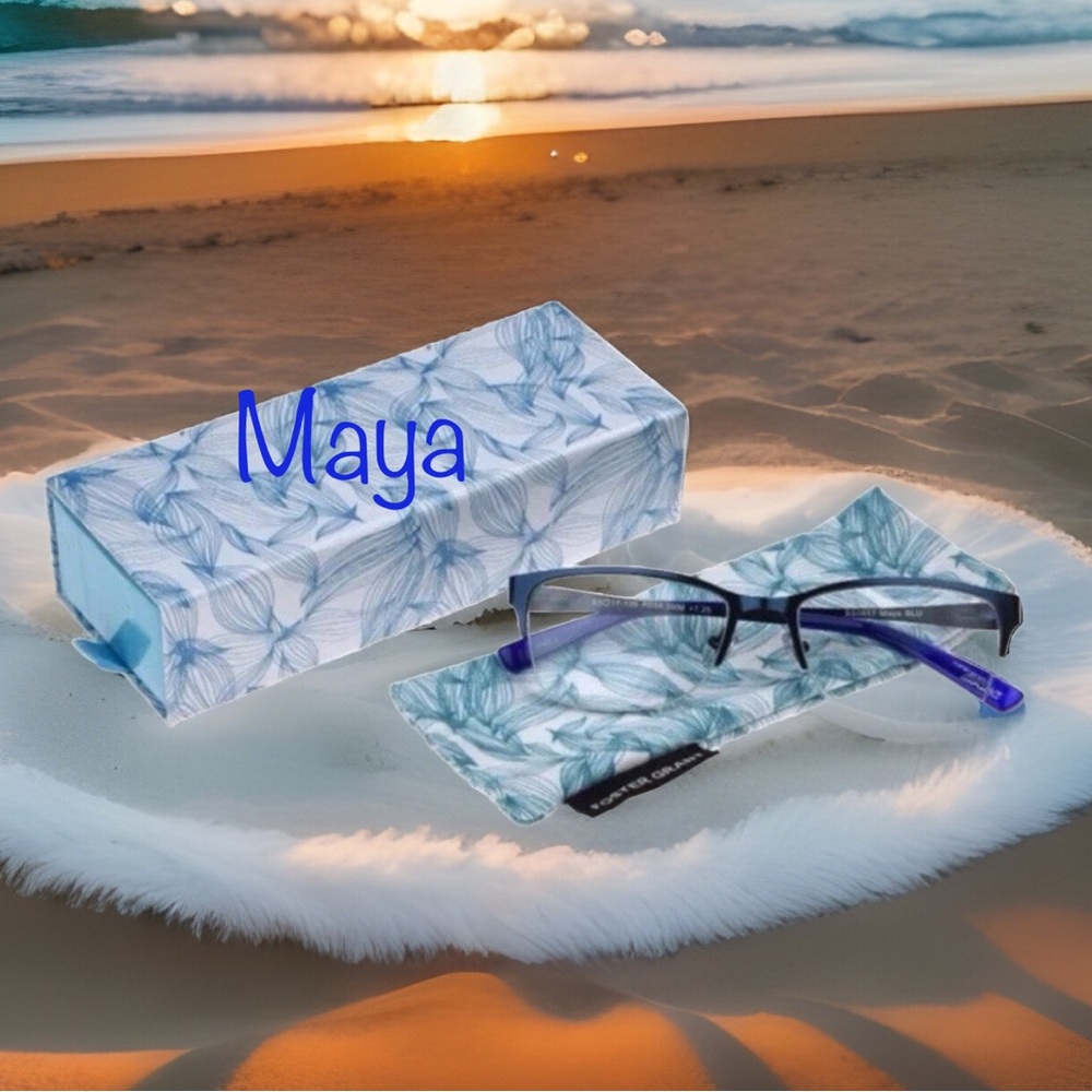 Foster Grant MAYA +2.00 Blue and Black Reading Glasses with Case